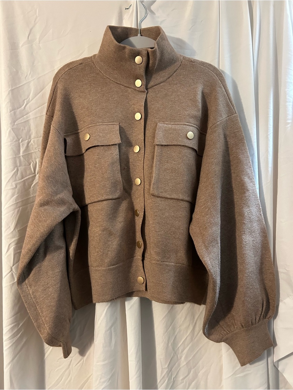 Olivers Neutral Tan Knit Jacket with Button Detail